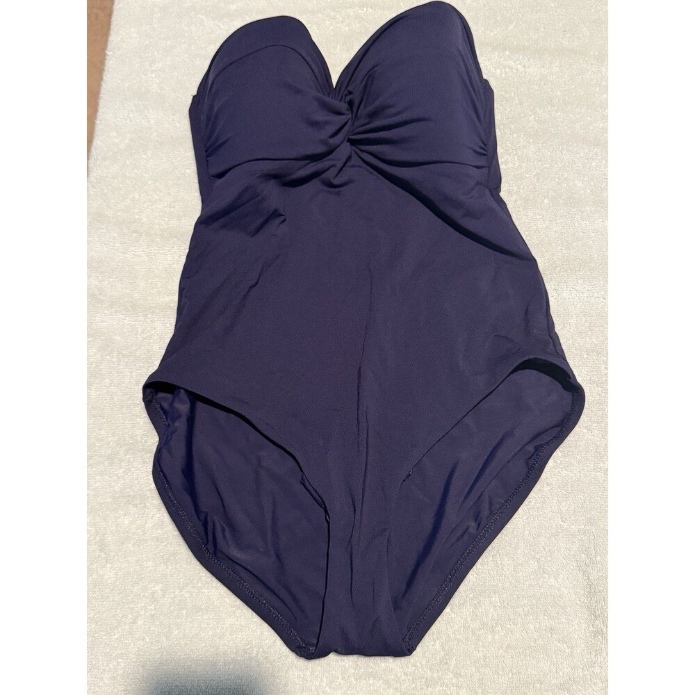 Calia Twist Front Bandeau One Piece Swimsuit Navy Womens 8 NWOT